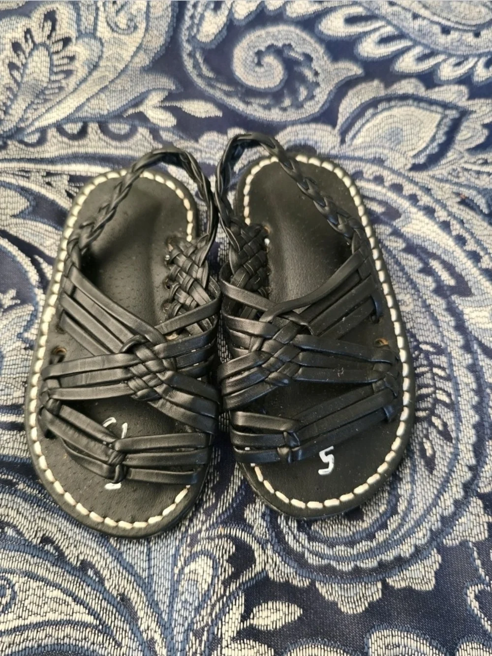 New Unisex Traditional Mexican black Huaraches Baby Sandals Size 5 US